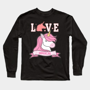 Magical Unicorn Pink Long Sleeve T-Shirt